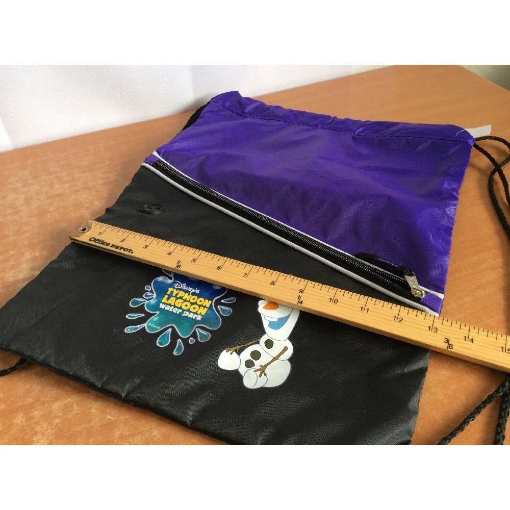 Disney Typhoon Lagoon Backpack Sack Pack Drawstring Water Park Olaf Nylon Purple